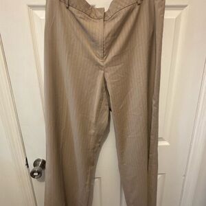 Apostrophe Women's Tan Pinstripe Straight Leg Pants